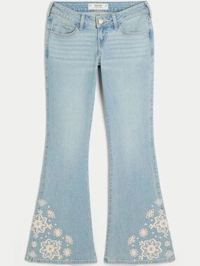 Hollister Ultra Low-Rise Flare Jeans – Embroidered Denim – W27 – NWT